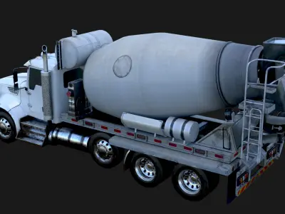 Concrete Mixing Truck 3D Model Realistic Rendered With Textured Low-poly 3D model