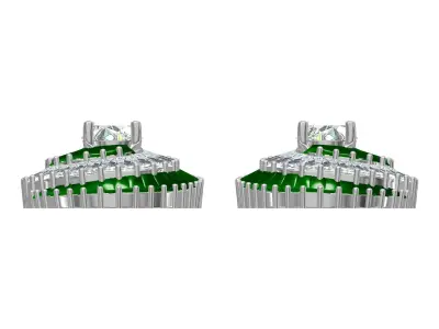 Antique Baguette Diamond Helix Earring 3D print model