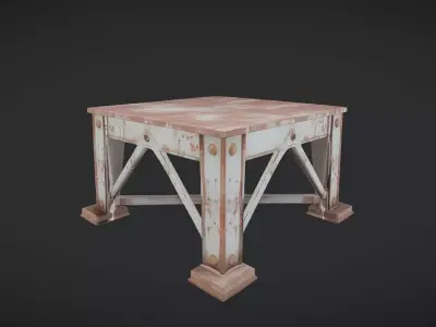 rusty industrial square table 3D model