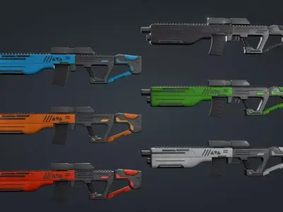 Sci-Fi Machine Gun - game ready - PBR Low-poly 3D model