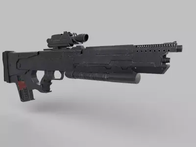 Assault rifle Low-poly 3D model 3