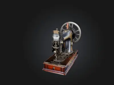 Antique Sewing Machine Low-poly 3D model