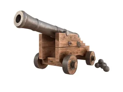 Old Cannon Low-poly 3D model shop