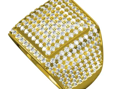 Antique Pave Set Diamond Hip Hop Ring for Men 3D print model