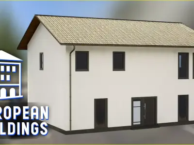 European Buildings  Residential - Town House A - Modular Low-poly 3D model