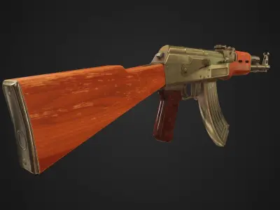 Low Poly AK-47 rifle Low-poly 3D model