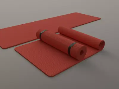PBR Yoga Mat - Orange Low-poly 3D model