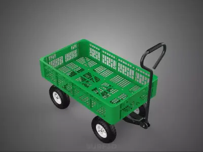 PLASTIC CRATE BASKET TRAY TROLLEY WAGON CART UTILITY GARDEN FARM 3D model