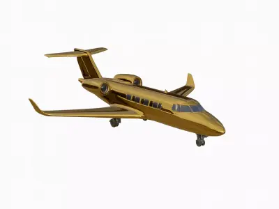 Solid Gold Private Jet 3D Model - Ultimate Luxury Aircraft Low-poly 3D model