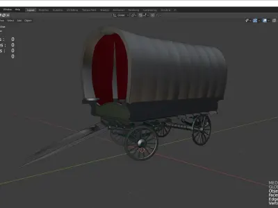 fantasy caravan cart Low-poly 3D model