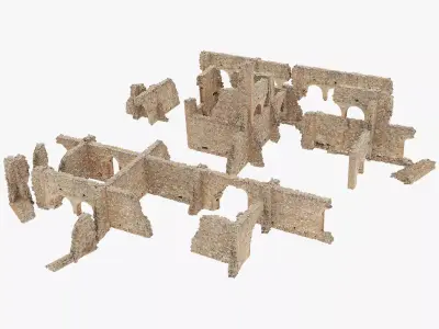 Brick Stone Ruins Set Pbr Scan Low-poly 3D model