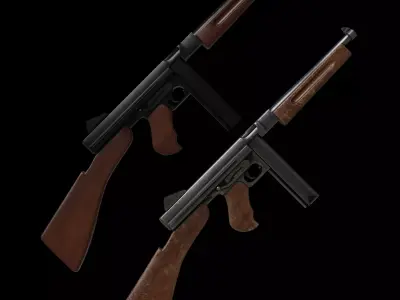 Thompson Gun Low-poly 3D model