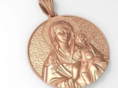 Mother Mary with Jesus Christ Saint pendant christian jewelry  3D print model