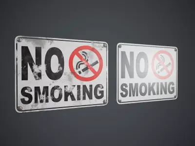 Plastic No Smoking Sign PBR Game Ready Low-poly 3D model
