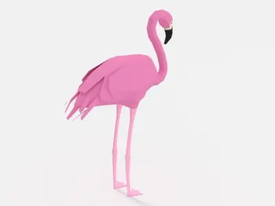 Low Poly Cartoon Flamingo Low-poly 3D model