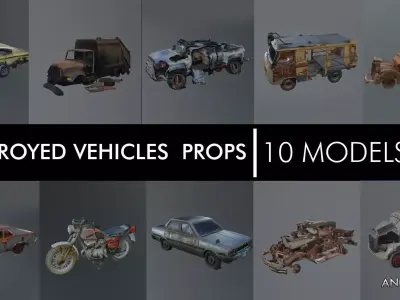 destroyed vehicles prop 3D model