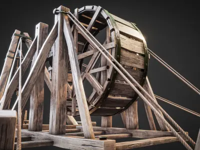 Crane Medieval Type 2 Low Poly Low-poly 3D model