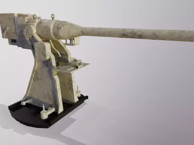 universal deck gun 34-K 76 mm  mod 1935 H Low-poly 3D model