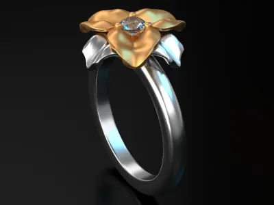 Two Part Printable Flower Ring  3D print model