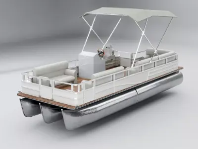 Pontoon Boat Short Low-poly 3D model