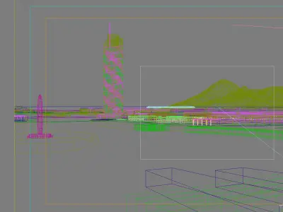 Architecture futuristic chinese city 3D model