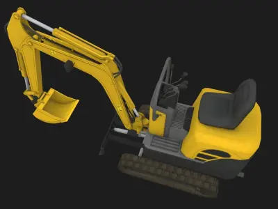 Mini Excavator Low-poly 3D model Low-poly