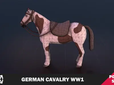German Cavalry WW1 Low-poly 3D model