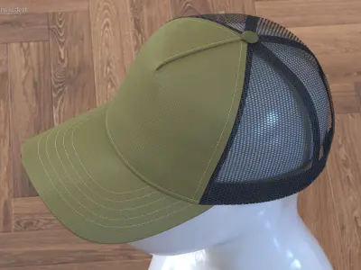 Trucker Cap Olive 3D model