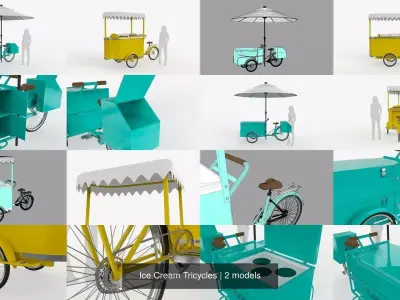 Ice Cream Tricycles 3D Model Pack