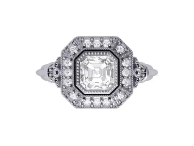 Asscher Ring 3D print model buy