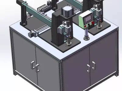 Double-station assembly machine for screw valve body 3D model