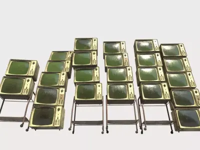 Stacks Of Retro Televisions 3D model