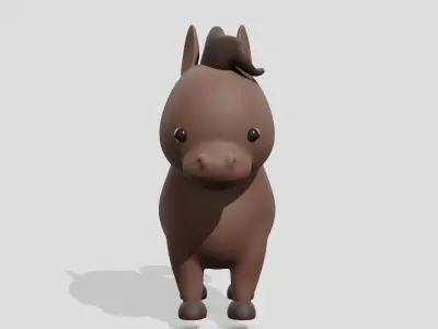 Cute brown horse  3D model