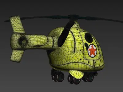 Cartoon helicopter Toy q helicopter cartoon helicopter 3D model