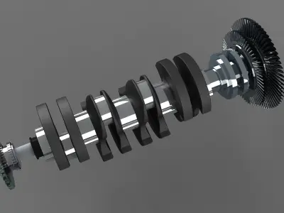 crankshaft crank piston engine v8 shaft cylinder car part 3D model