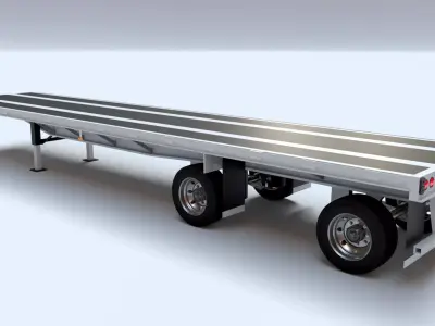 Flat Bed Trailer for a DAF XF Truck Low-poly 3D model