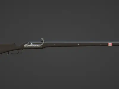 1480 Matchlock Arquebus Long Rifle Low-poly 3D model
