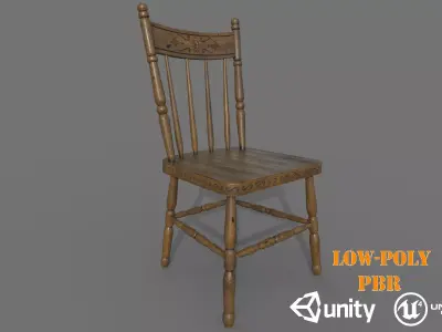 Antique Wooden Chair Low-poly 3D model purchase