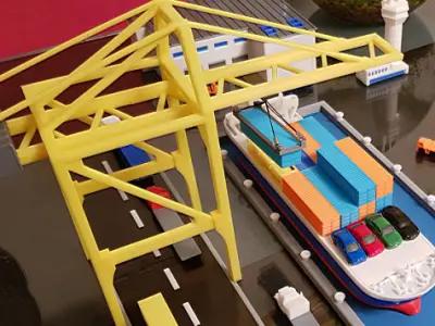 CONTAINER PORT SCALE MODEL - MAQUETTE  3D model