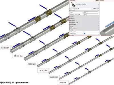 Ball Valve Revit Family  Pipe Accessories BIM Model 3D model