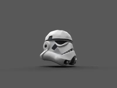Low-Poly Star Trooper Helmet Stylized Style Sci-Fi Game Asset Free low-poly 3D model