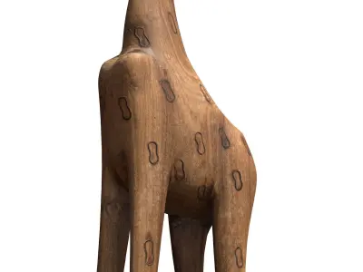 Wooden giraffe figure Free low-poly 3D model