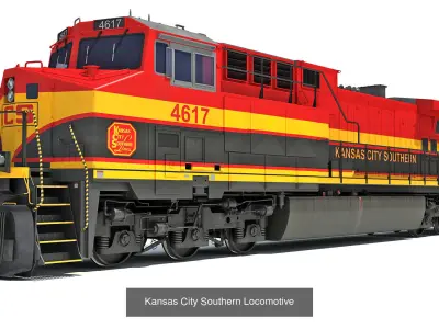 Kansas City Southern Freight Train 3D Model Pack