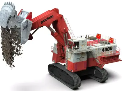 Poclain Hydraulic Mining Excavator On Site 3D model