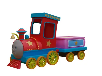 Cartoon Train  Low-poly 3D model