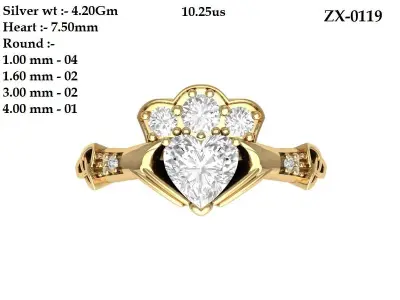 Hand Holding Love Rhinestone Ring Fashion Exquisite Love Ring 3D print model purchase