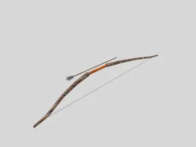 low poly bow 1 and arrow Low-poly 3D model