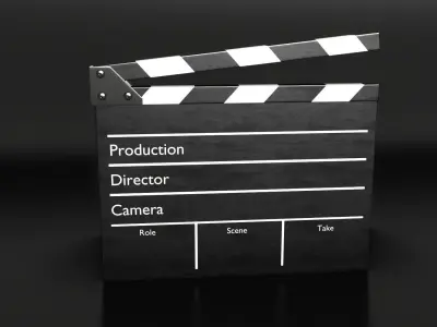 Clapperboard metal box with camera Low-poly 3D model
