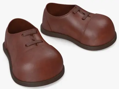 Cartoon Leather Shoes Brown 3D model