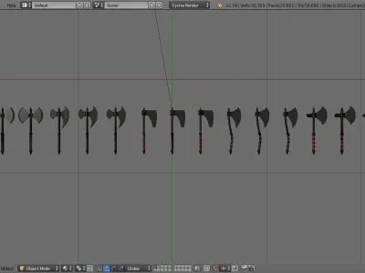 Battle axes Low-poly 3D model